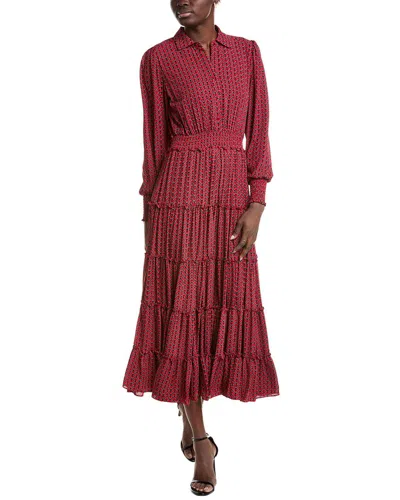 T Tahari Women's Chevron Pattern Tiered Midi Dress In Red