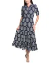 T Tahari Printed Tiered Midi Dress In Multi