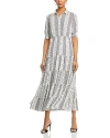 T TAHARI TIERED MAXI SHIRT DRESS