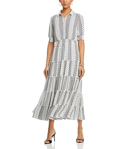 T Tahari Tiered Maxi Shirt Dress In Dotted Dream