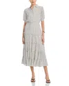 T Tahari Tiered Midi Dress In Diamond Dot
