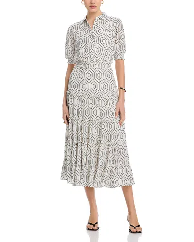 T Tahari Tiered Midi Dress In Diamond Dot