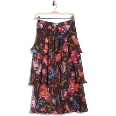 T Tahari Tiered Print Skirt In Multi