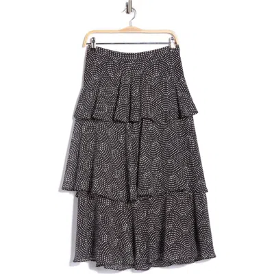 T Tahari Tiered Print Skirt In Brown