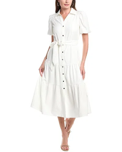 T Tahari Tiered Shirtdress In White