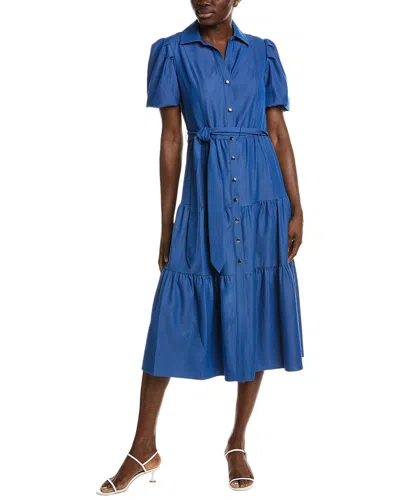 T Tahari Tiered Shirtdress In Blue