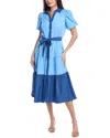 T Tahari Tiered Shirtdress In Blue