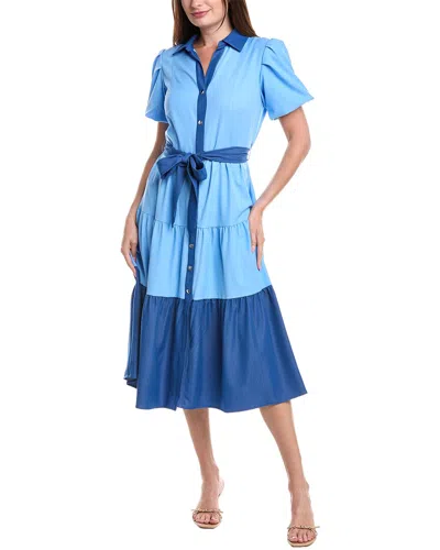 T Tahari Tiered Shirtdress In Blue