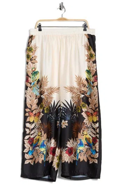 T Tahari Tropical Print Side Border Wide Leg Pants In Multi