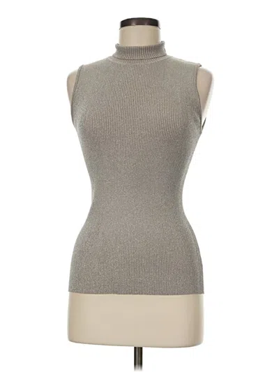Pre-owned T Tahari Turtleneck Sweater In Silver