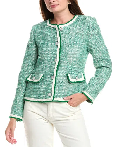 T Tahari Tweed Jacket In Green