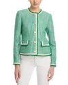 T Tahari Tweed Jacket In Green Leaf