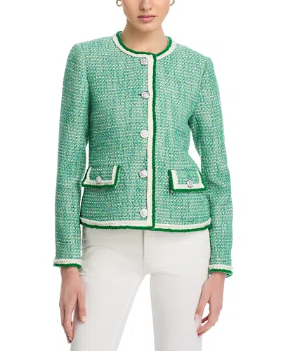 T Tahari Tweed Jacket In Green Leaf Tweed