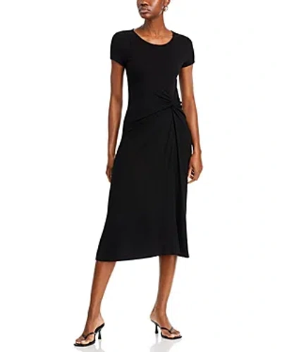 T Tahari Twist Front Midi Dress In Black