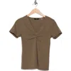 T Tahari Twist Front V-neck T-shirt