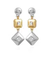 T Tahari Two-tone Clear Glass Stone Drop Earrings In Two-tone