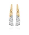 T Tahari Two-tone Textured Hoop Earrings In Gold