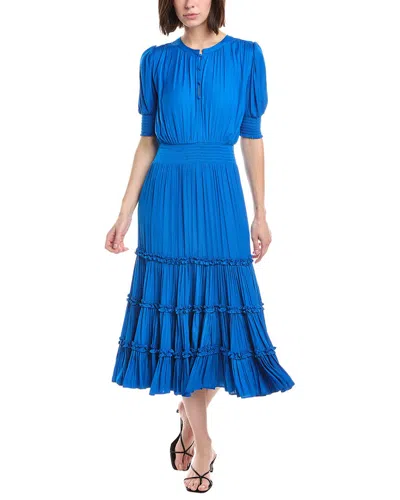 T Tahari Two-tone Graphic Floral Sweaterdress In Blue