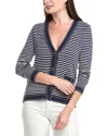 T Tahari V-neck Button-up Texture Stripe Cardigan