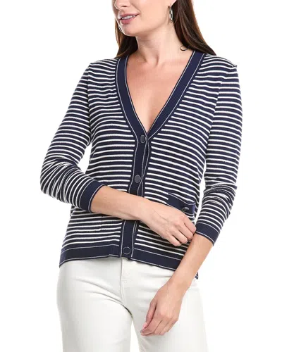 T Tahari V-neck Button-up Texture Stripe Cardigan