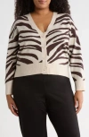 T Tahari V-neck Double Knit Cardigan In Neutral