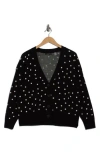 T Tahari V-neck Double Knit Cardigan In Black