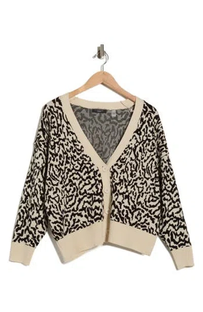 T Tahari V-neck Double Knit Cardigan In Neutral