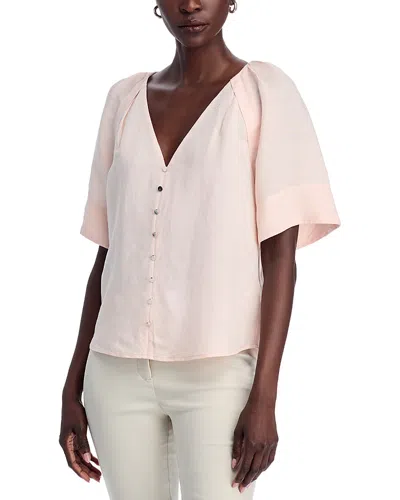 T Tahari V Neck Elbow Sleeve Top In Blush Cloud