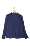 T Tahari V-neck Long Sleeve Top In Indigo