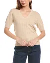 T Tahari V-neck Mitered Pointelle Pullover