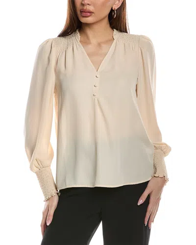 T TAHARI V-NECK RUFFLE BLOUSE