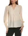 T Tahari V-neck Ruffle Blouse In Brown