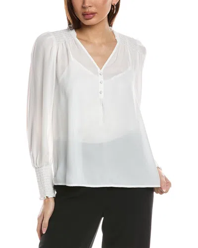 T Tahari V-neck Ruffle Blouse In White