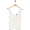 T Tahari V-neck Sleeveless Rib Knit Top In Neutral