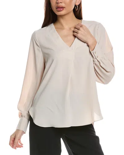 T TAHARI V-NECK WOVEN BLOUSE