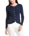 T Tahari Variegated Rib Curved Hem Sweater In Blue