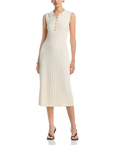 T Tahari Variegated Rib Midi Dress In White