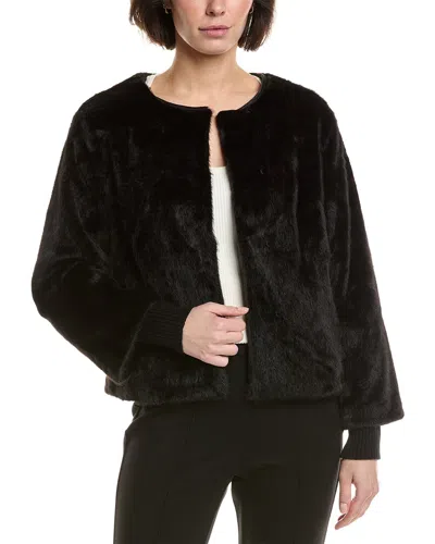 T Tahari Vegan-fur Jacket In Black
