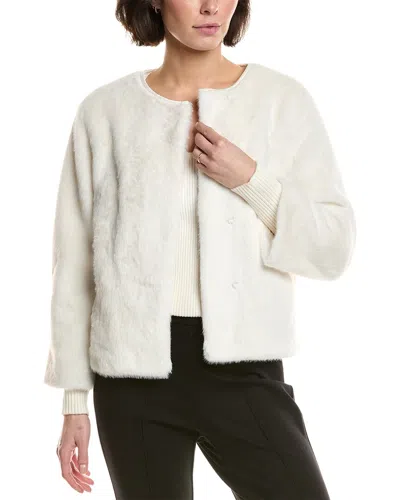 T Tahari Faux Fur Knit Cuff Jacket In Neutral