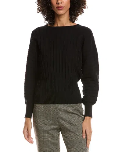 T Tahari Vertical Rib Dolman Sleeve Sweater In Black
