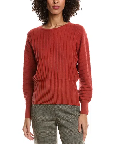 T Tahari Vertical Rib Dolman Sleeve Sweater In Brown