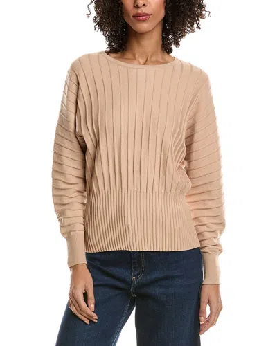 T Tahari Vertical Rib Dolman Sleeve Sweater In Neutral