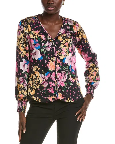 T Tahari V-neck Blouse In Black