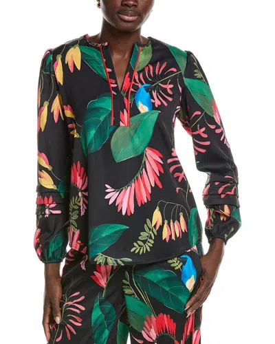 T Tahari V-neck Blouse In Blue