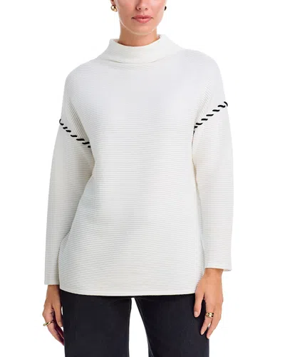T Tahari Whip Stitch Ottoman Knit Sweater In White