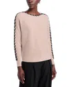 T Tahari Whipstitch Boat Neck Dolman Sleeve Sweater