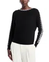 T Tahari Whipstitch Boat Neck Dolman Sleeve Sweater In Multi