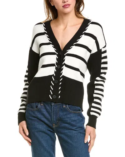 T Tahari Whipstitch Cardigan In Black