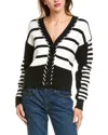 T Tahari Whipstitch Cardigan In Black