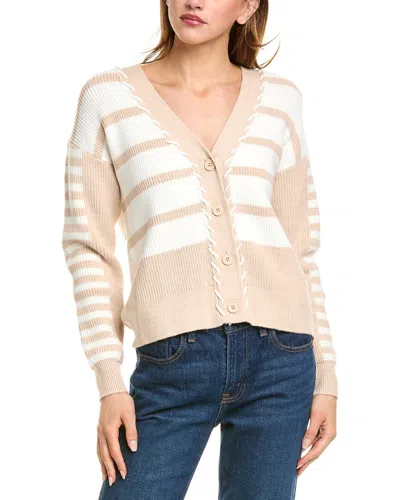 T Tahari Whipstitch Cardigan In Neutral